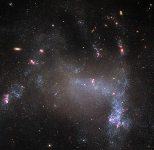 Questa immagine è stata ripresa dal telescopio spaziale Hubble dell'ESA/NASA. La galassia irregolare mostrata è UGC 5829. Crediti immagine: ESA/Hubble & NASA, R. Tully, M. Messa.